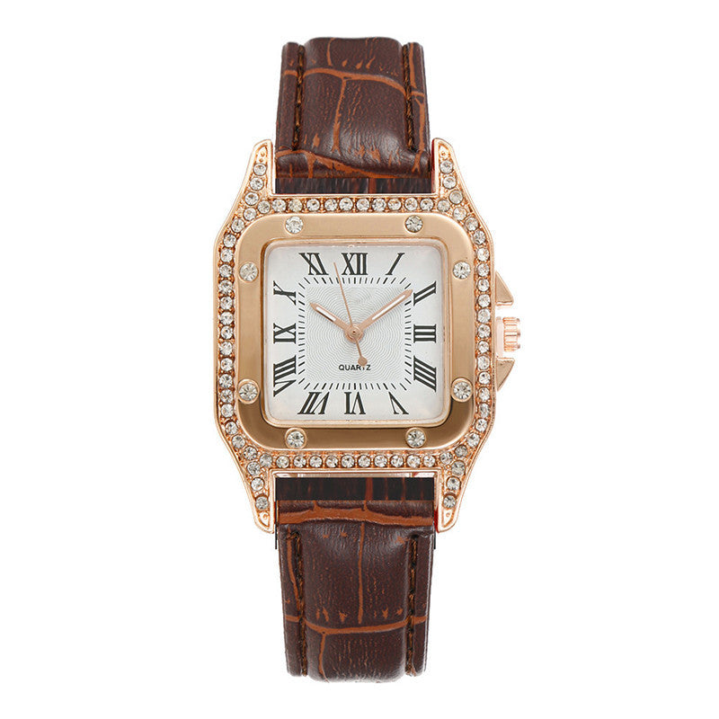 Square Watch Rhinestone Women's Suit