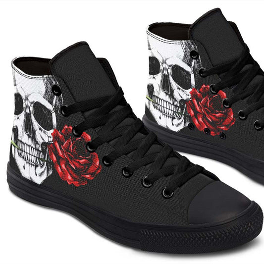 UrbanKicks Skull&Roses  Printed Couple High-top Canvas Shoes