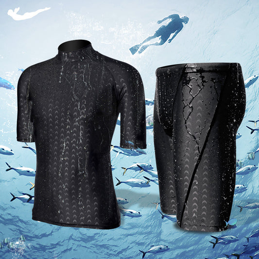 Men's Swimsuit Suit, Short-sleeved Top, Split Quick-drying Snorkeling Equipment