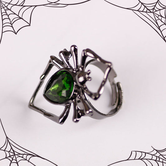 Retro Mode Tier Ring Kreative Schwarze Spinne Intarsien Strass