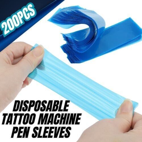 200PCS Disposable Tattoo Machine Pen Clip Cord Sleeves Supply Cover Plastic Bags