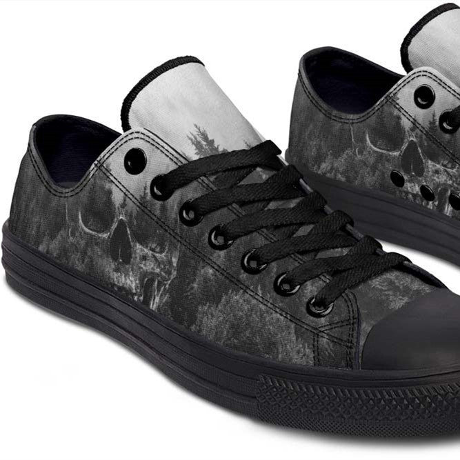 UrbanKIck – Schwarz-weißer Canvas-Schuh mit modischem Print für Paare