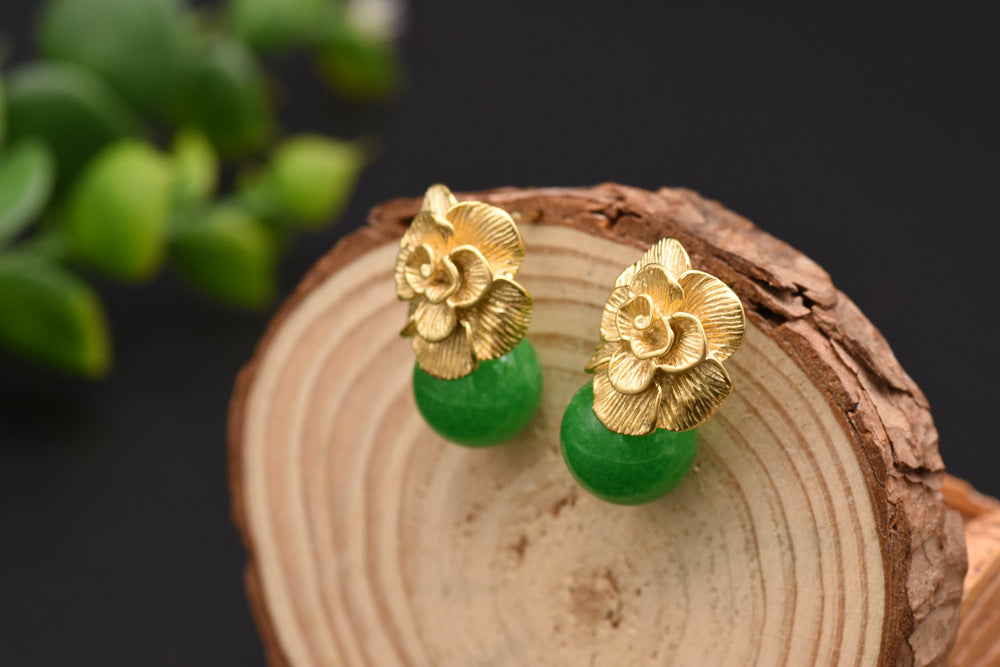 Pearl High-quality Jade European And American Retro Earrings