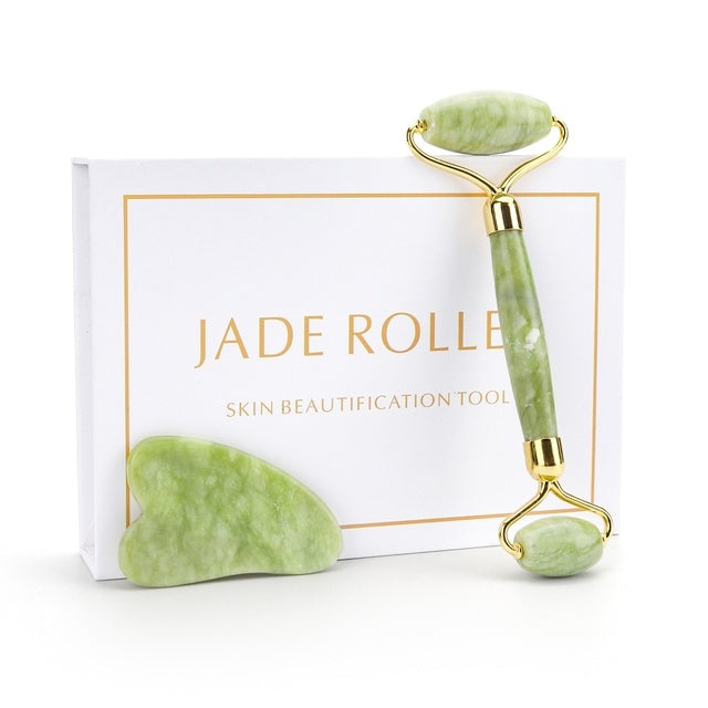 Rose Quartz Roller Slimming Face Massager Lifting Tool Natural Jade