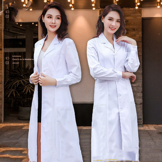 White Coat Long Sleeve Doctor Female Nurse Dress Short Sleeve Lab Coat