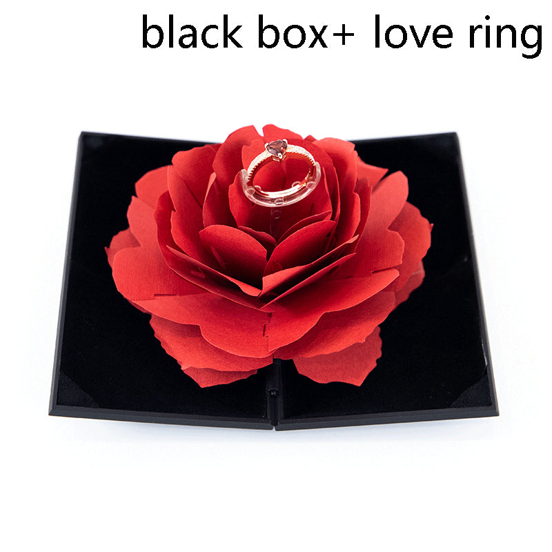 3D Love Box Herzförmige Rose Blume rotierende Ring Box Valentinstag Geschenk