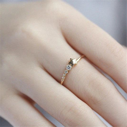 Silver and Golden Colour Star Ring