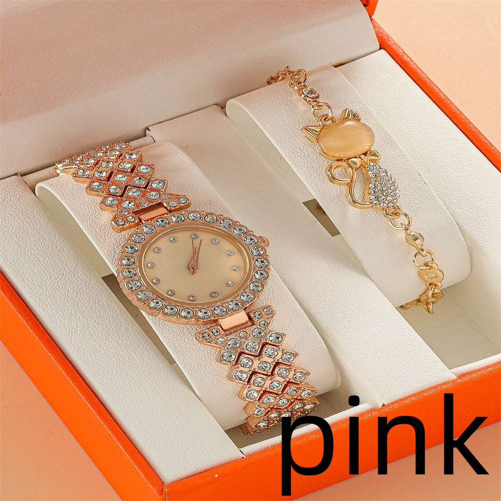 Round Diamond Bracelet Watch Luxury Fashion Gift Box