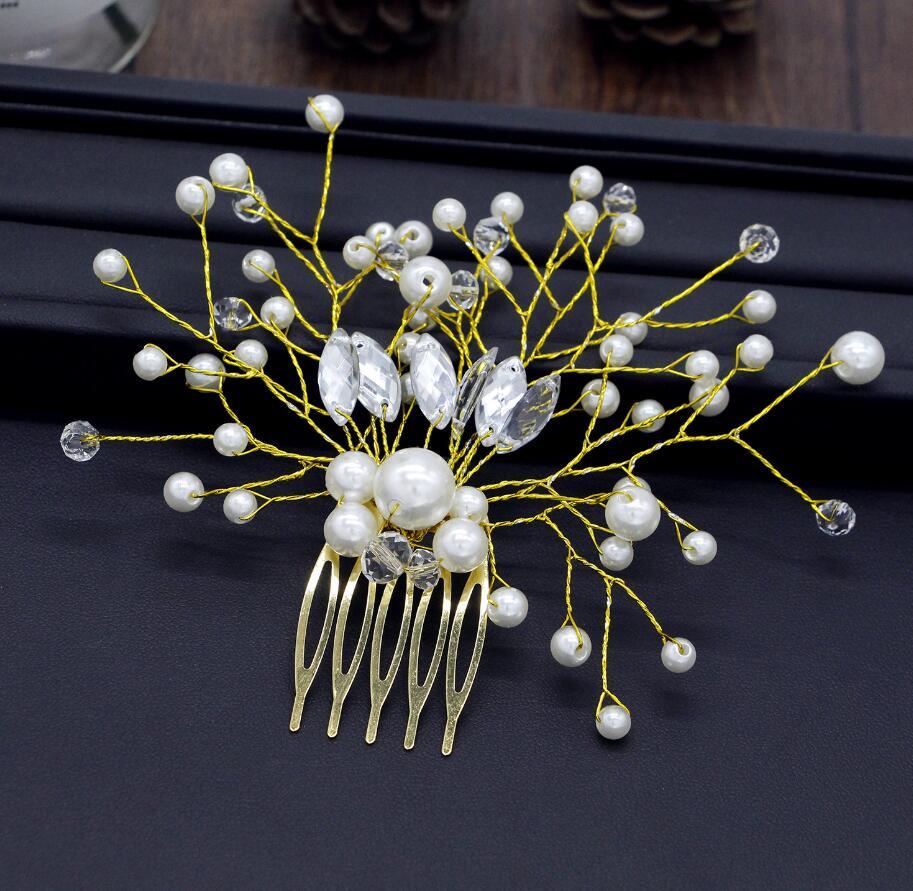 Pearl White Crystal Banquet Headdress Comb