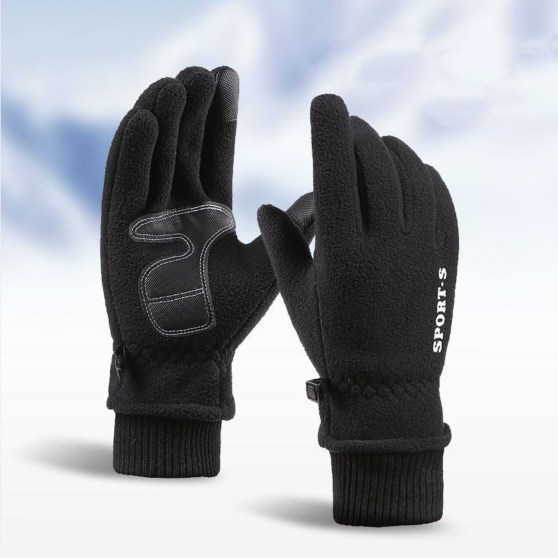 Outdoor Ski Riding Gloves Winter Polar Fleece Flip Cover Winter Gloves Men And Women Plus Velvet Thickened Warm Touch Screen Gloves