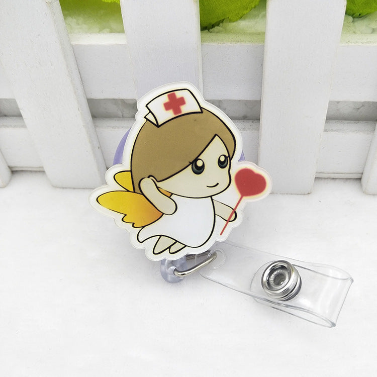 Acrylic Nurse Badge Easy Pull Buckle Cartoon ID Buckle Retractable Buckle Lanyard