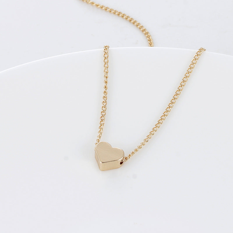 Simple Fashion Gold Color Double-sided Love Pendant Necklaces Clavicle Chains Necklace Women Jewelry Valentines Day Gift