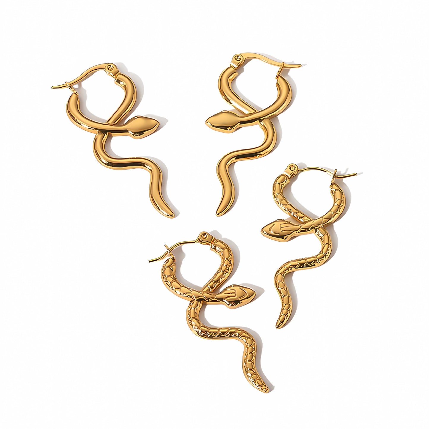 Serpentine Titanium Steel Ear Clip 18K Gold-plated Stainless Steel