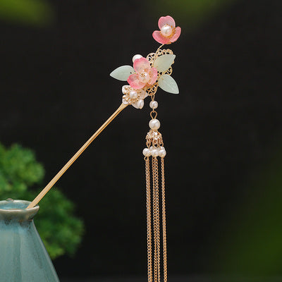 Women's Ancient Style Fairy Gas Plate Flower Hair Accessories Tassel Hairpin