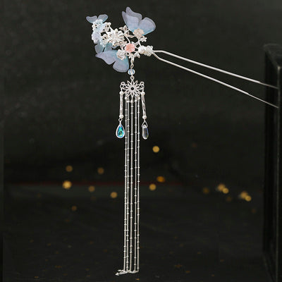 Women's Ancient Style Fairy Gas Plate Flower Hair Accessories Tassel Hairpin