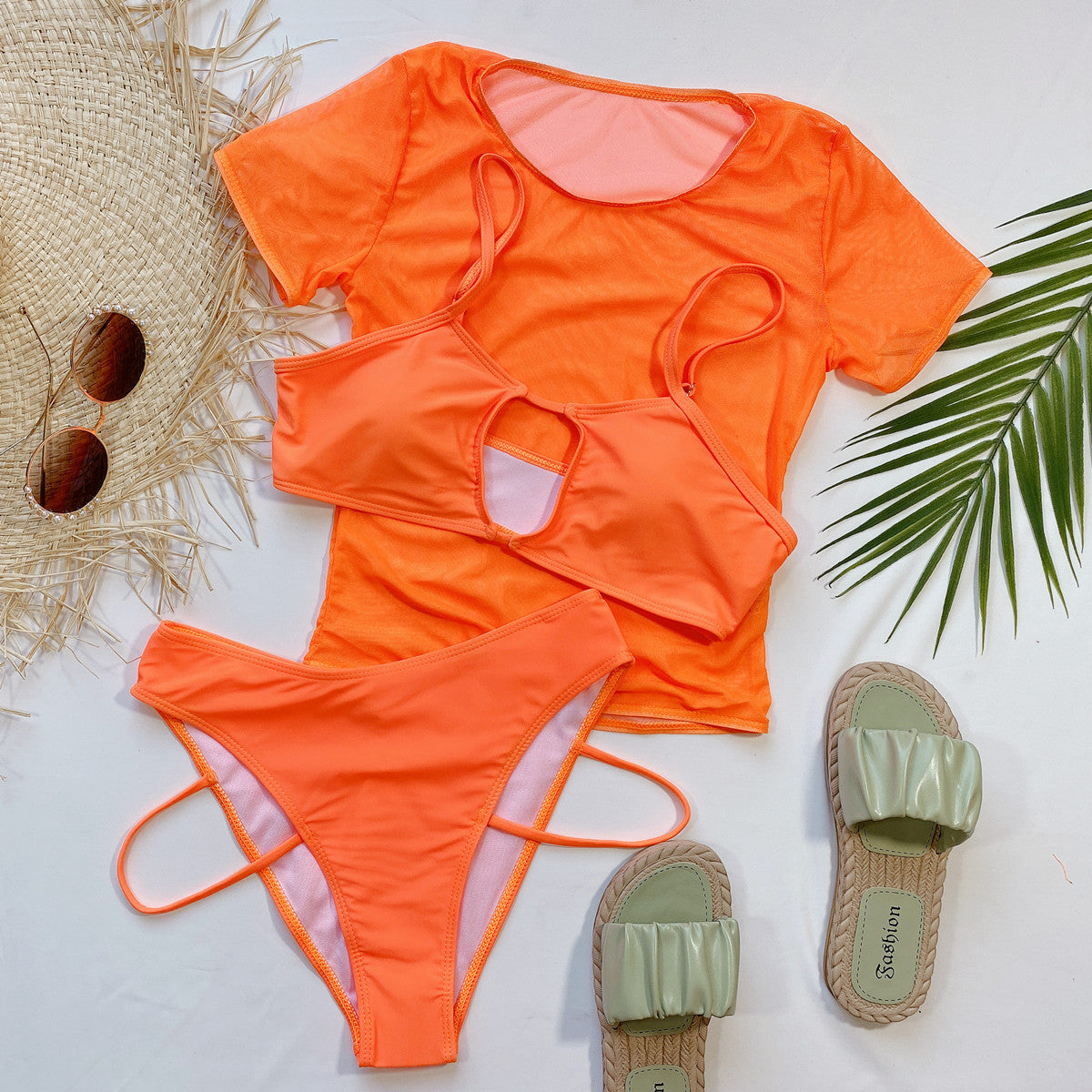 Ladies Split Swimwear Bikini Three-piece Set