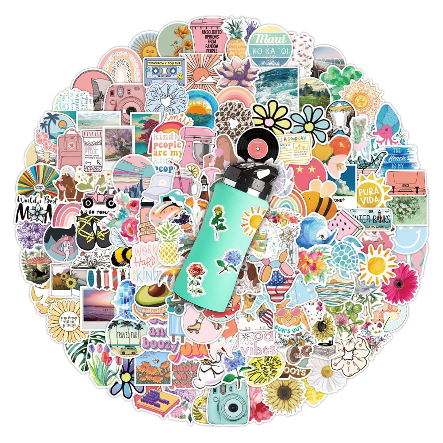 200 Pieces Style Stickers DIY Decorative Luggage Notebook Waterproof Label