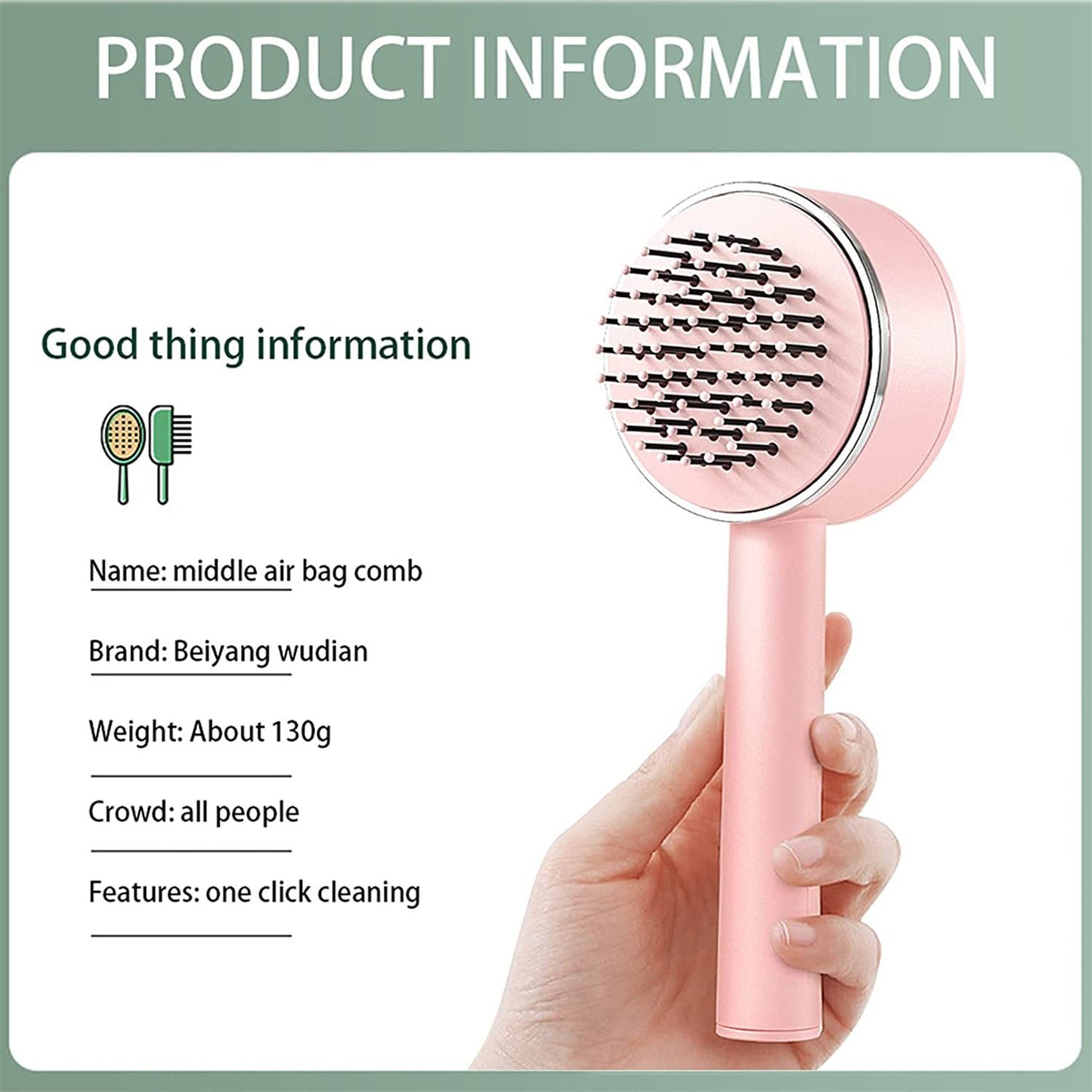 CN 3D Air Cushion Massager Brush With Retractable Bristles Self Cleaning Hair Brush Massage One-key Self-cleaning Hair Brush Anti-Static Airbag Massage Comb For Women Curly Hair Brush