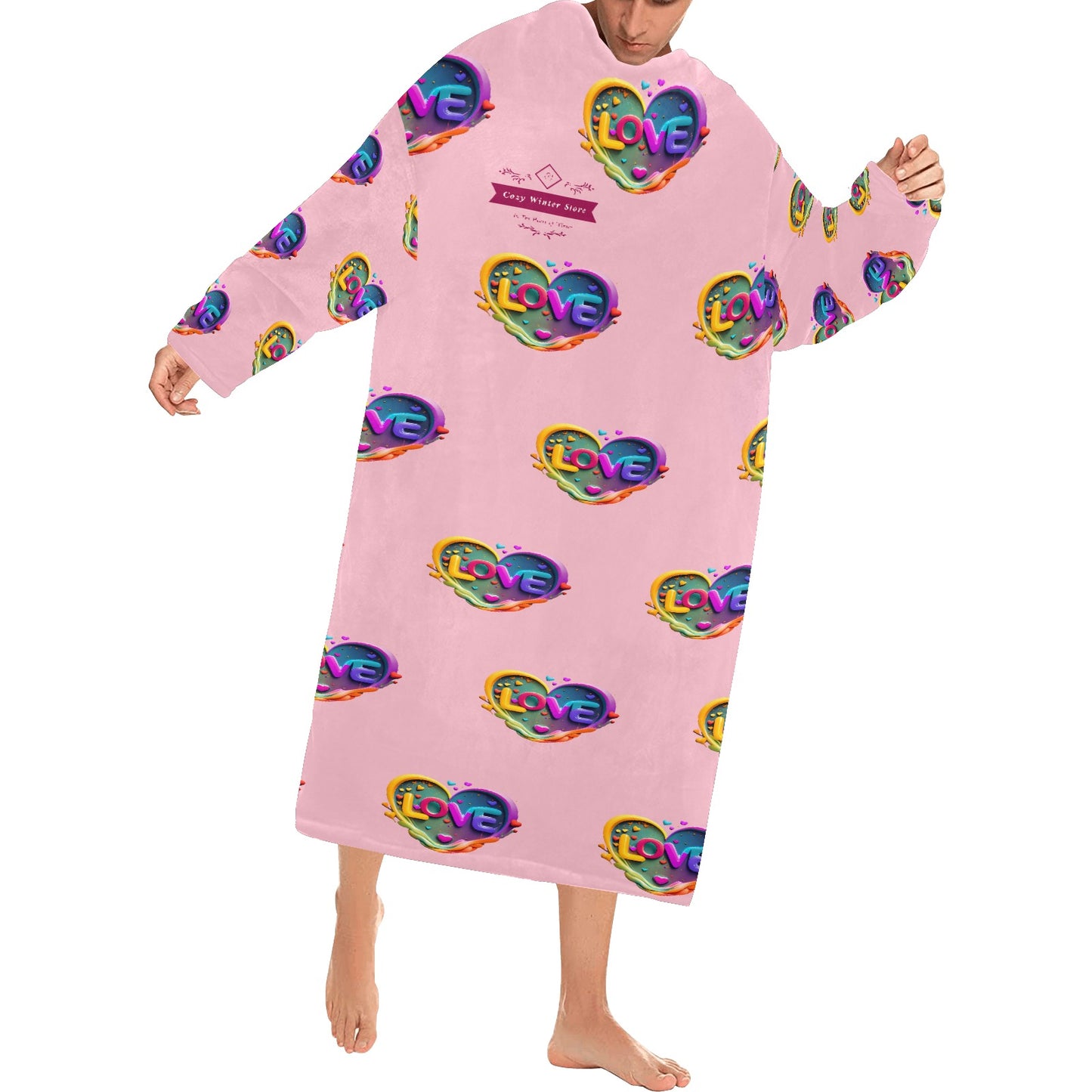 Cozy Winter Store Blanket Robe, oversized hoodie with Sleeves for Adults