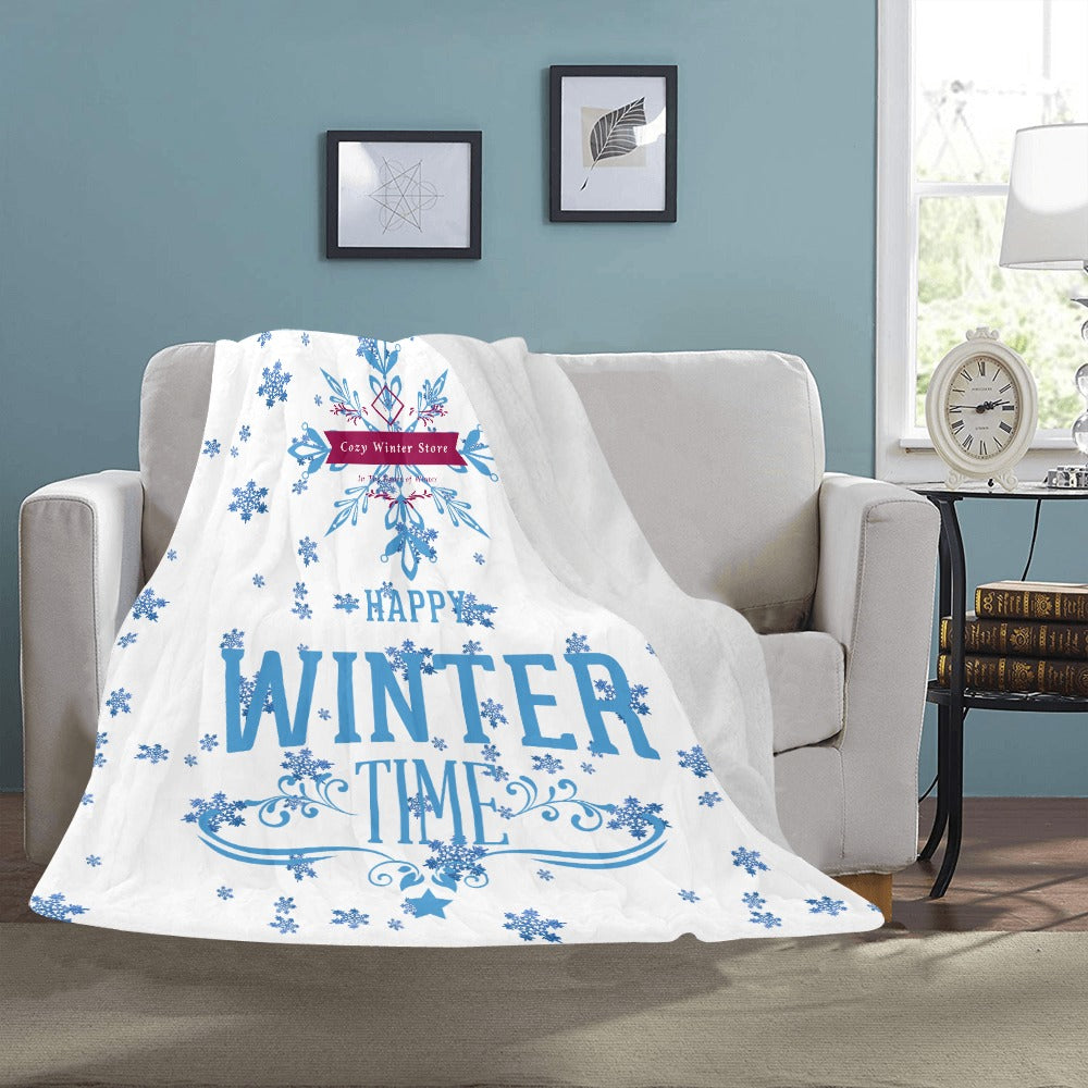 CWS Cozy Blankets " Happy Winter Time"  Ultra-Soft Micro Fleece Blanket 50" x 60"(Made In USA) by Cozy Winter Store