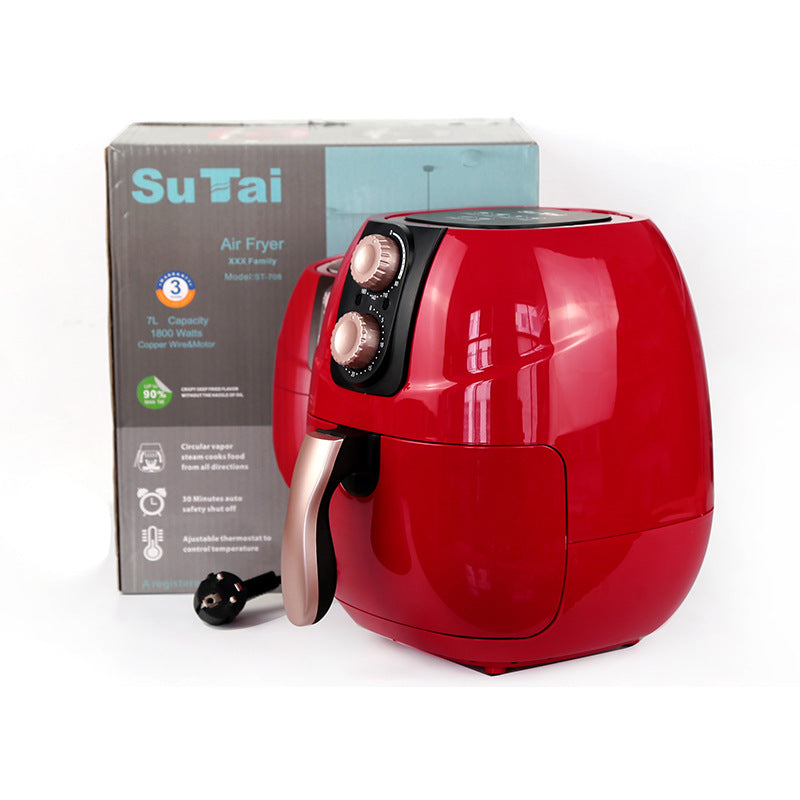 Europäischer Standardstecker Smart Air Fryer Schwarz Rot