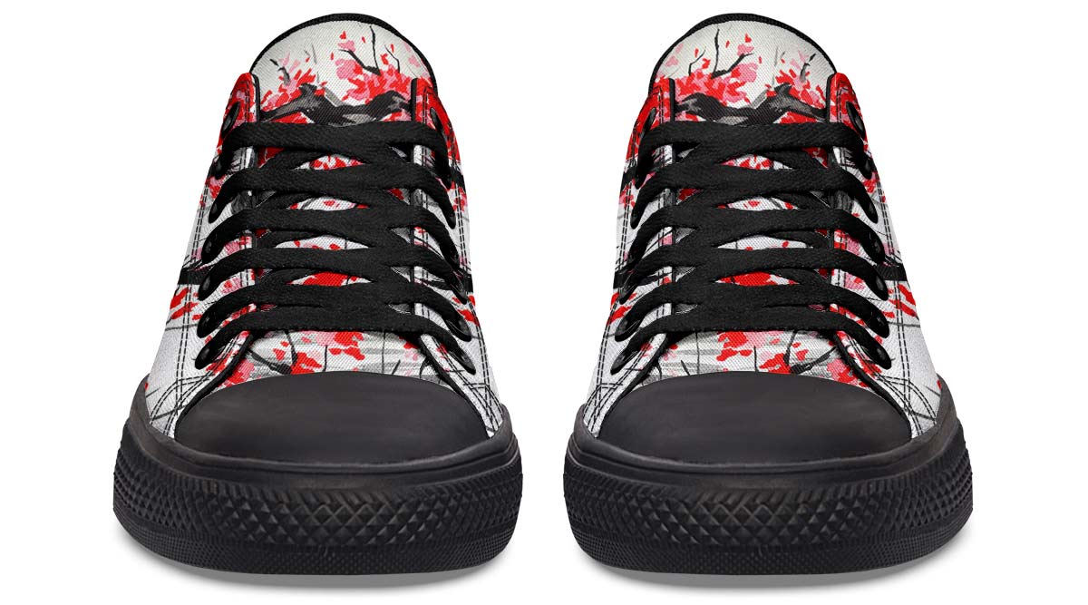 UrbanKick Red an Black Stylish Print Couple's Low-Top Canvas Shoes