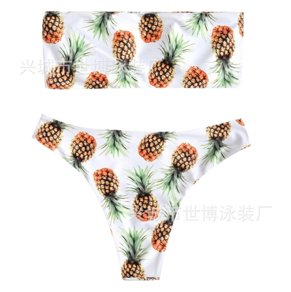 Tube Top Bikini Pineapple Swimsuit Split Swimsuit Women Swimwear