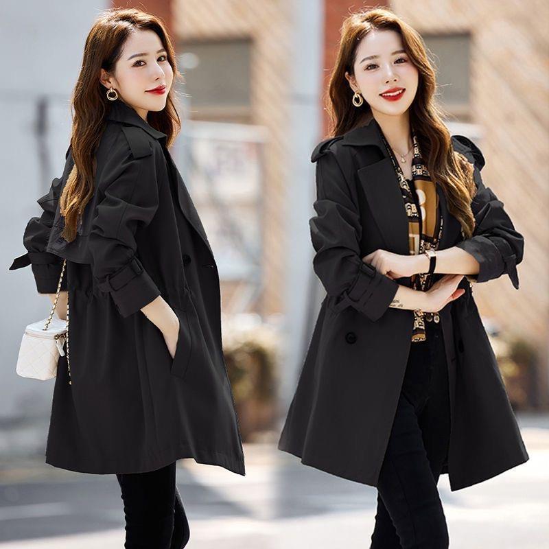 Flattering Elegance: Casual and fashionable women's windbreaker coat for autumn and winter.