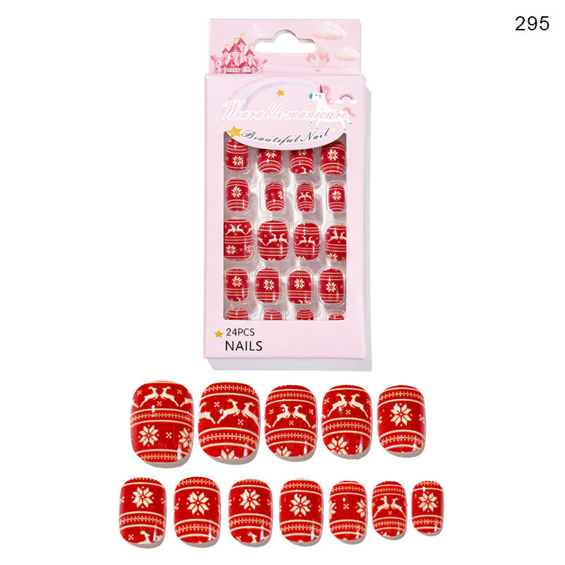 Christmas Cute Children Nails 24 Pieces Wearable