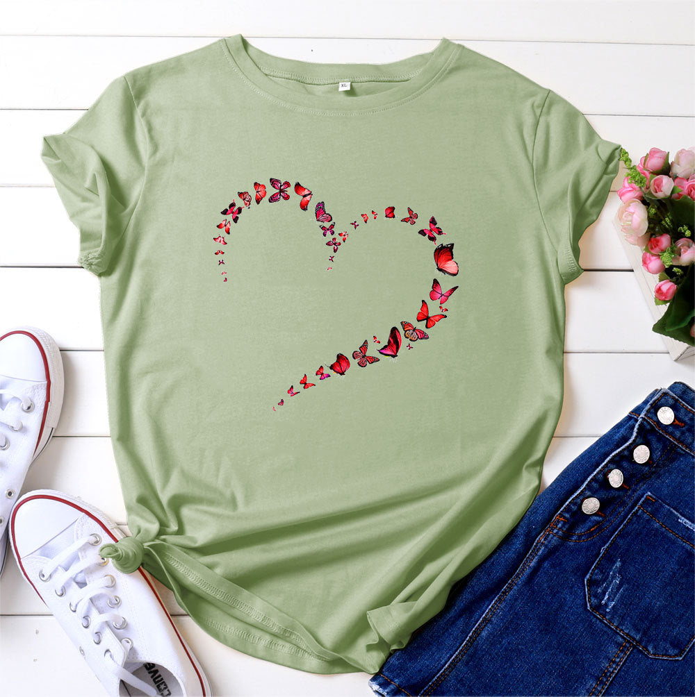 European And American Love Butterfly Cotton Short Sleeve