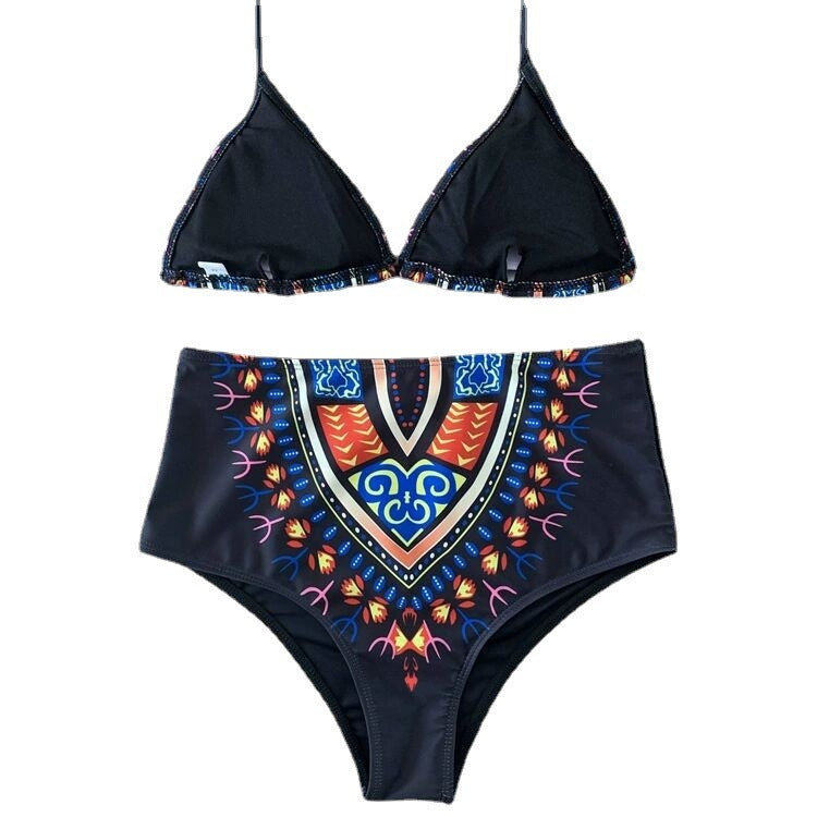 Ladies High Waist Floral Split Bikini Swimming