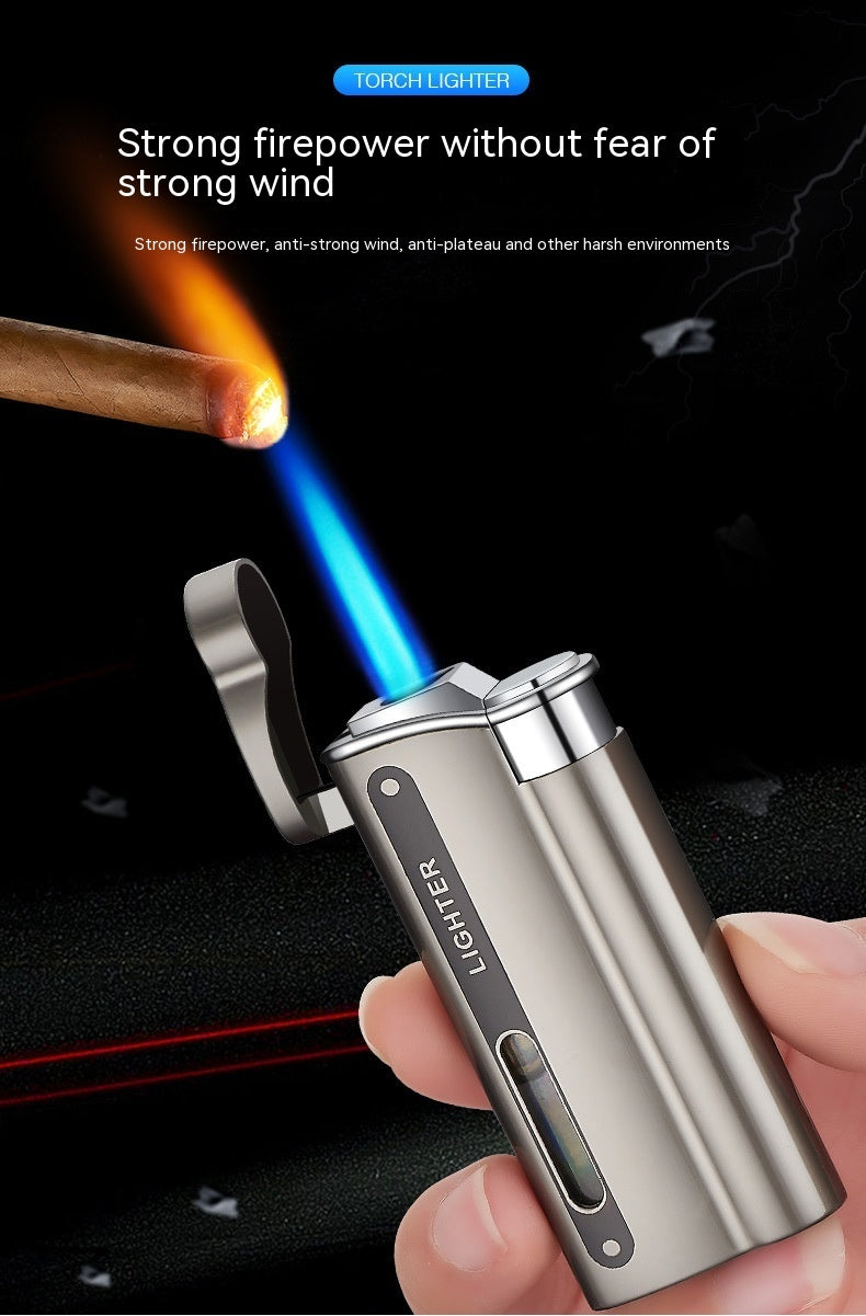 Creative Flip Gas Lighters Blue Flame Metal Direct Punch Men's Cool Cigarette Lighter Wholesale Lettering