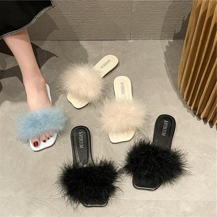 Women's Summer Flat Fashion Fur Slipper