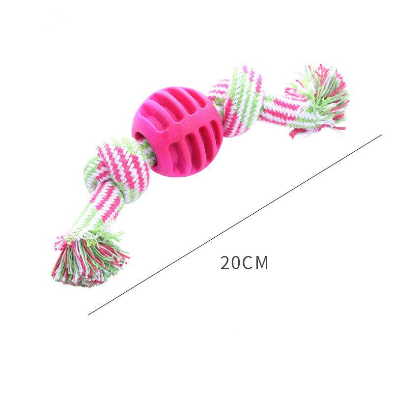 Dog Bite-resistant Teeth Cleaning Pets Toys Ball Double Knot Cotton Cord With Ball Dog Toy Teeth Grinding Toy Teeth Cleaning Pet Products