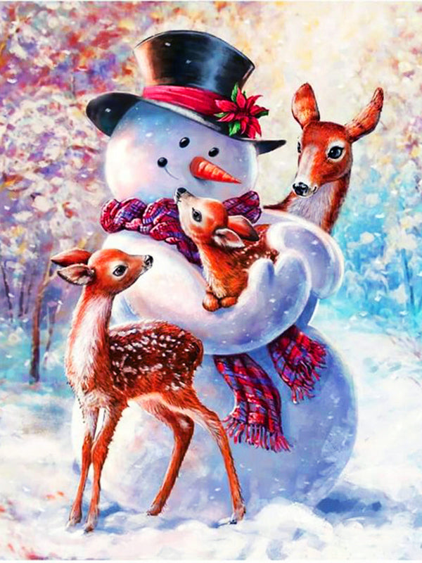 Diamond Painting Kit Full Circle Snowman Cartoon Mosaic Winter Handmade Gift Art