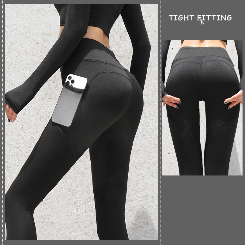 Nahtlose Leggings fürs Fitnessstudio, mit Taschen, Push-Up-Hose mit hoher Taille, Damen, Fitness, Running, Yogahosen, Nahtlose Leggings fürs Fitnessstudio, Sport