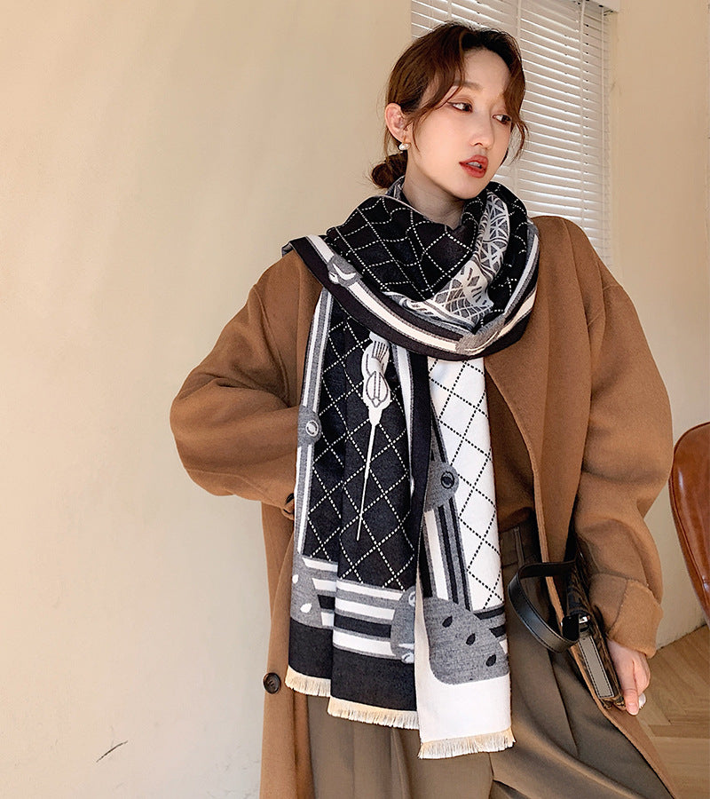 Cashmere Warm Scarf Female Winter Double-sided Thickened Student Warm Shawl