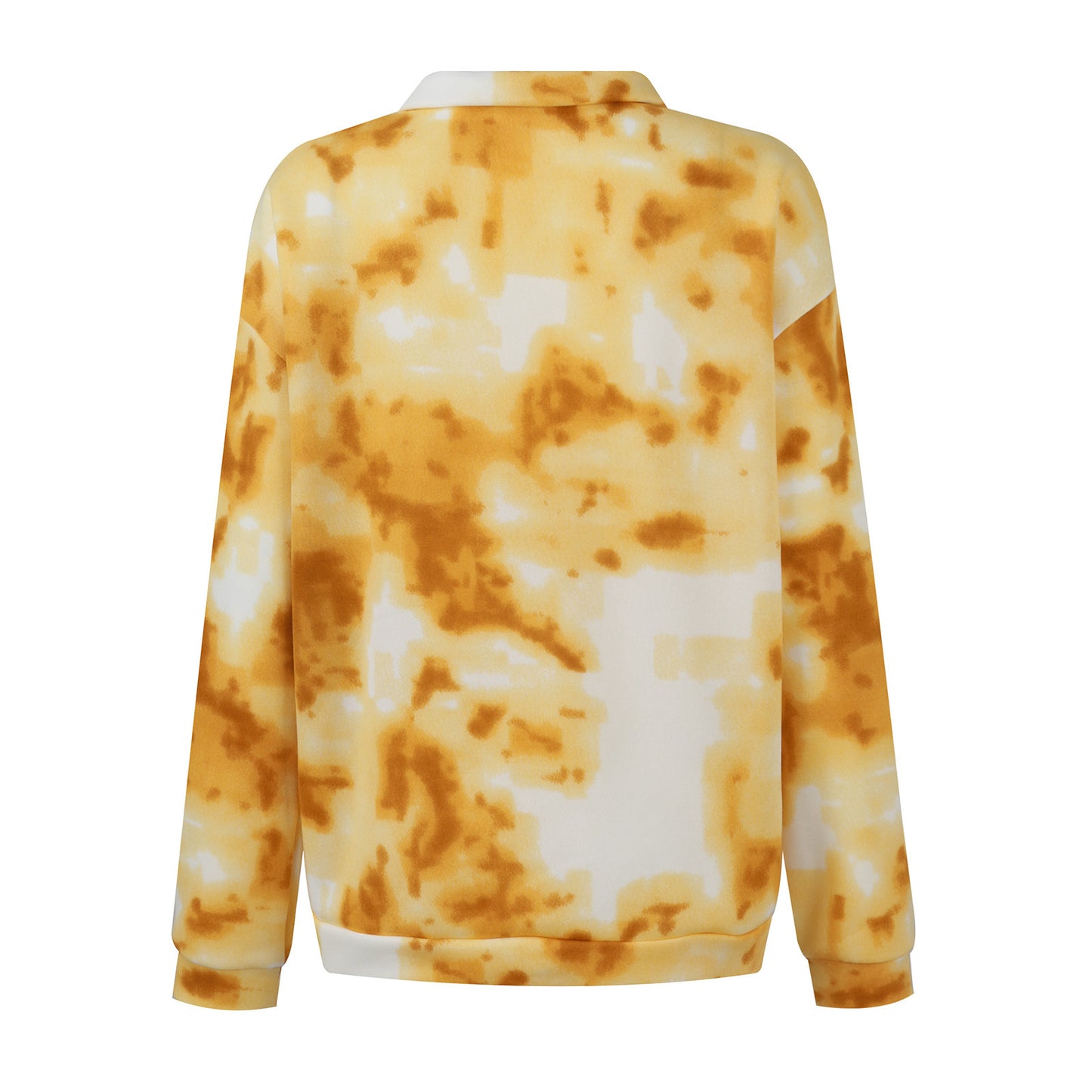 Tie-Dye Tempest: Zippered Lapels Sweatshirt - Women's Long Sleeve Loose Top