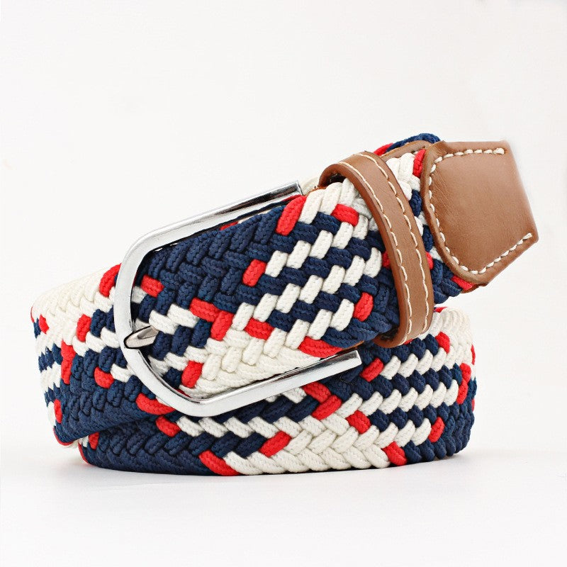 Women's Canvas Belt Student Pants Casual Stretch Braided Needle Buckle