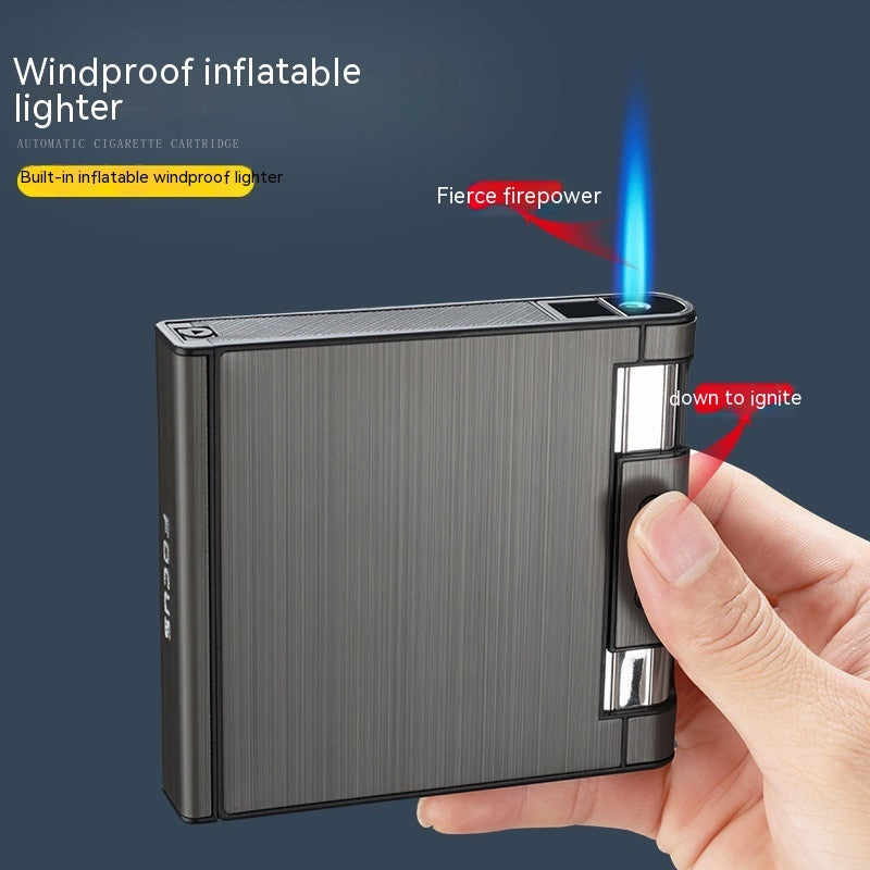 Creative Men's Portable 20 PCs Cigarette Case With Gas Lighters