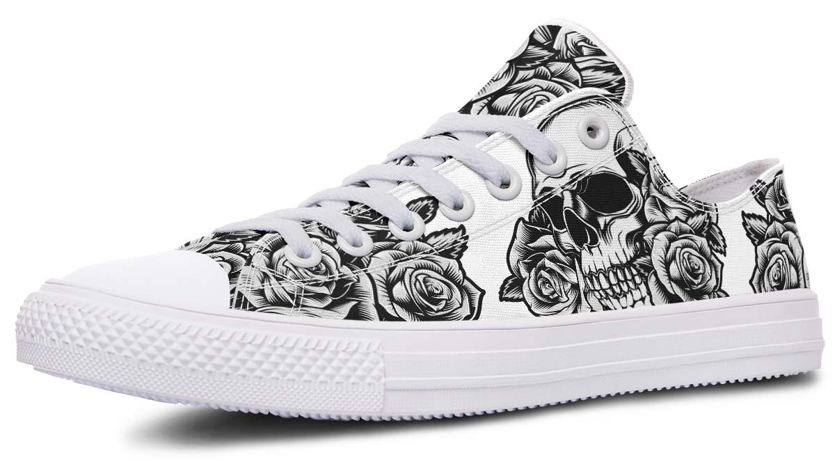 UrbanKicks Weiße Canvas-Schuhe mit Totenkopf-Motiv für Paare