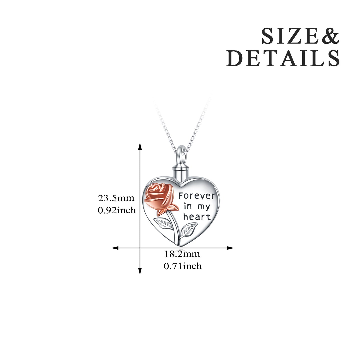 Srebrny naszyjnik z urny z kwiatem róży na biżuterię do kremacji na prochy na zawsze w moim sercu
