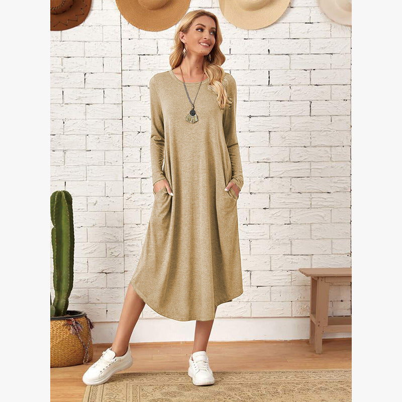 Women's Solid Color Casual Long Sleeve Dress