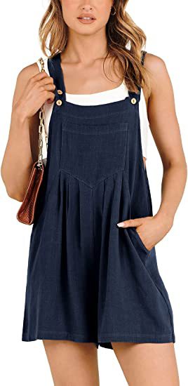 Kurzer Overall für Damen, Sommer, lässig, verstellbarer Riemen, lockerer kurzer Latzoverall, Jumpsuit-Spielanzug