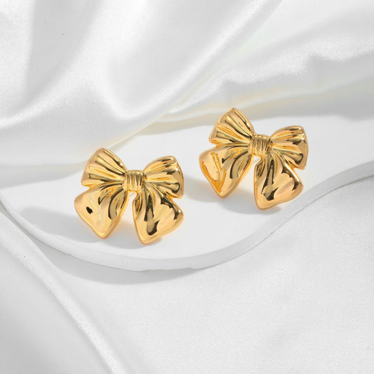 European And American Style Hot Bow Earrings Copper Plating 18K