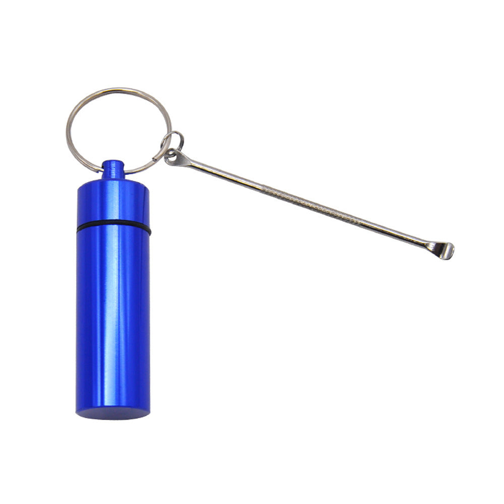 Aluminum Storage Bottle With Spoon And Keychain Portable Medicine Box