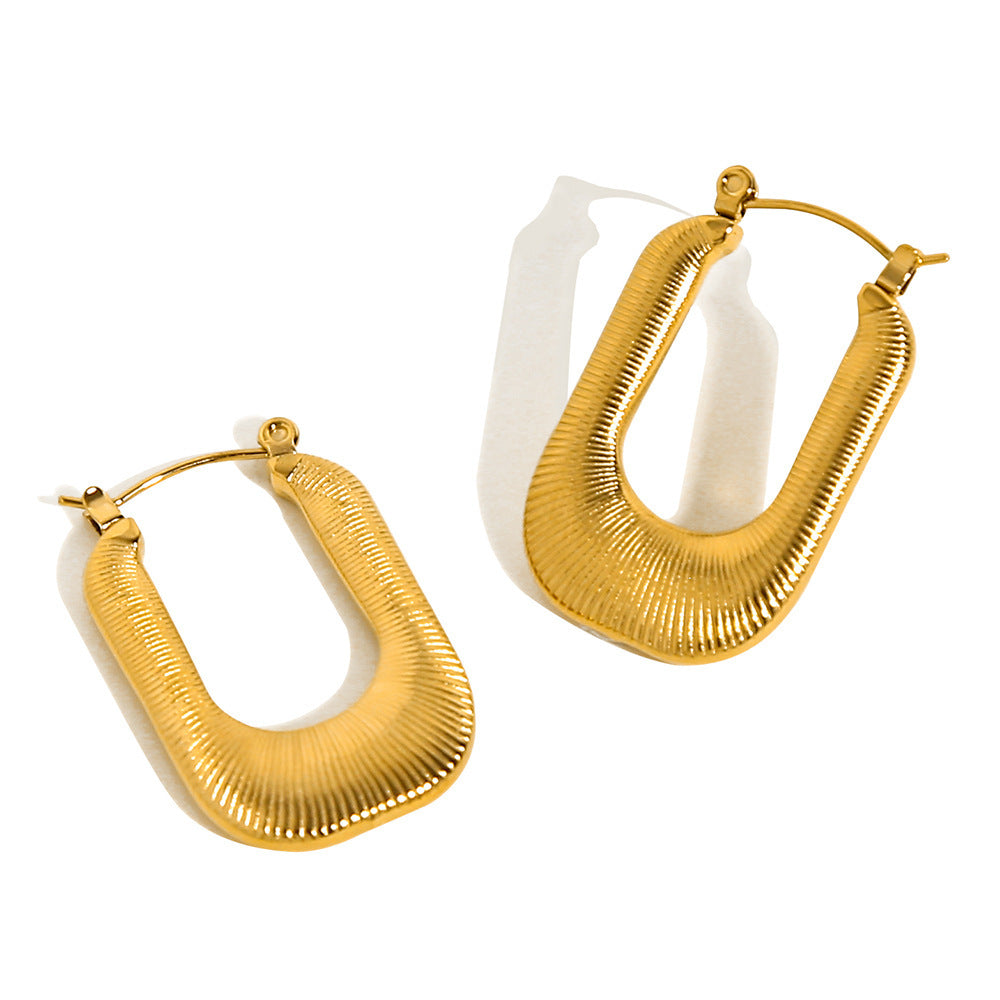 High-grade Titanium Steel Gold-plated Hollow Crescent Earrings