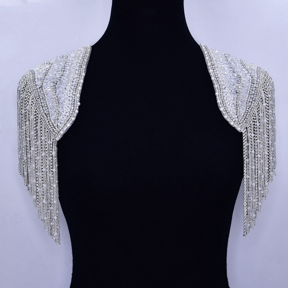 Versatile Crystal Pearl Fringe Shawl