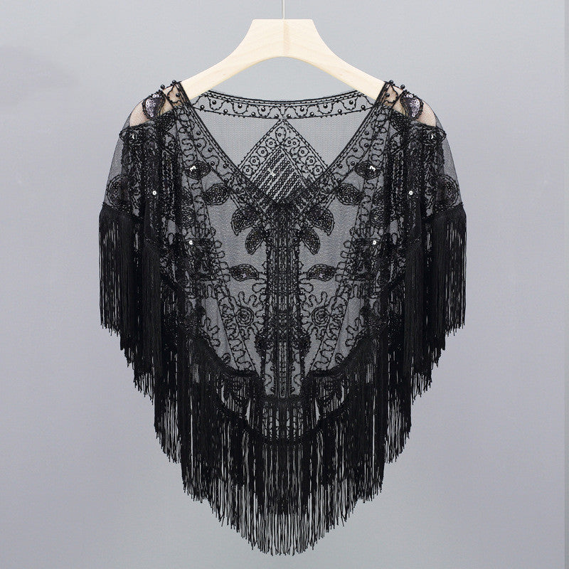 Tassel Shawl Vintage Sequined Cloak