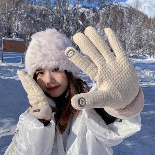 Dicke, warme Touchscreen-Winterhandschuhe für Damen